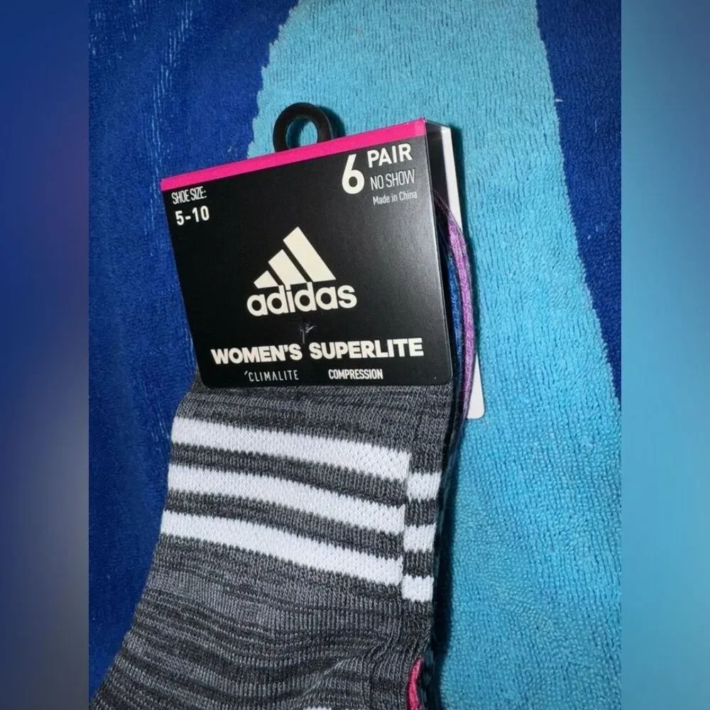 Adidas 6 pair of no show socks womens shoe size 5-10 New with tags B20